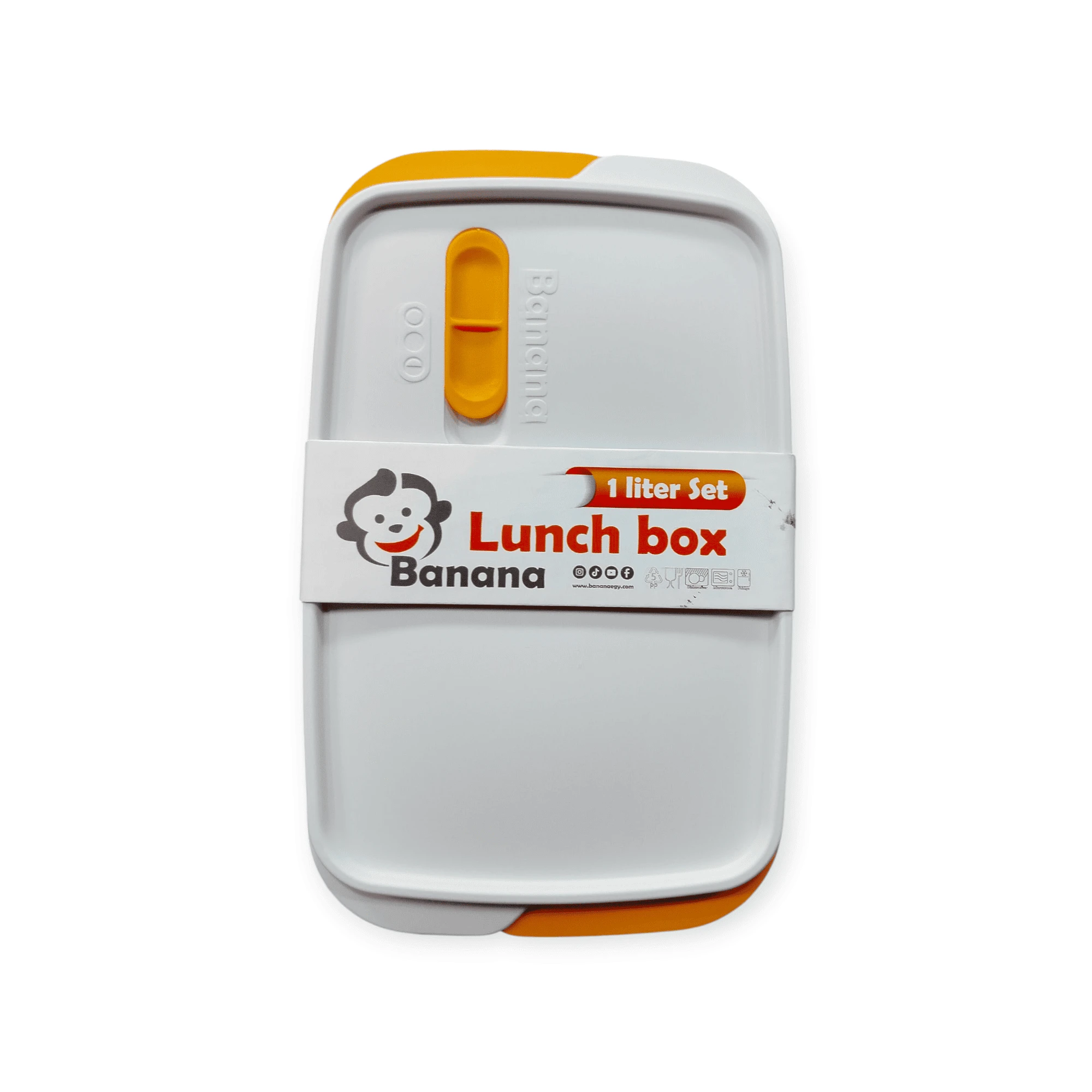 لانش بوكس مقسم 1 لتر + 1لتر غير مقسم BANANA+ طقم شوكه وسكينه--12